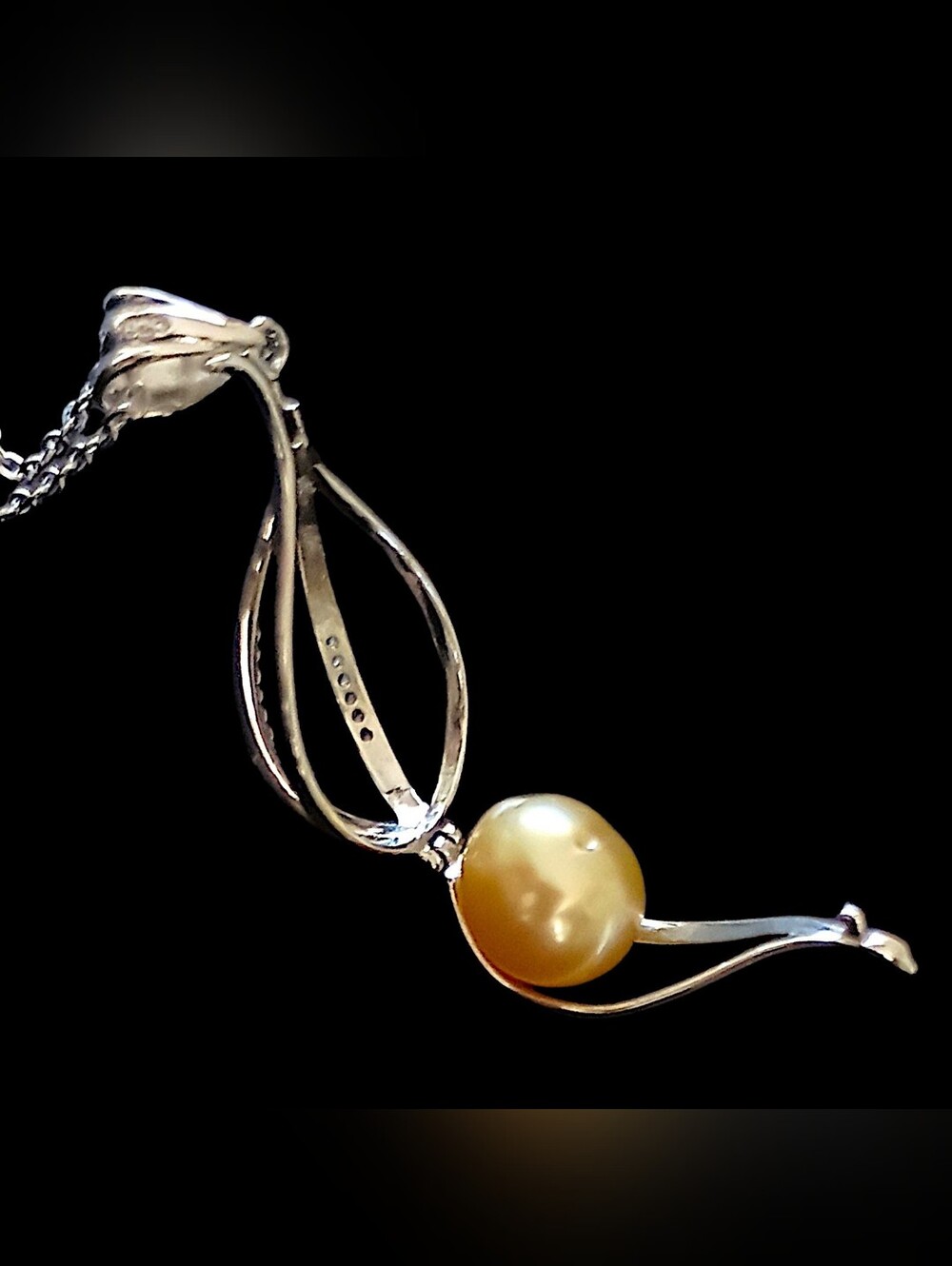 Sterling Silver South Sea Tahitian Pearl Pendant Golden Black Interchangeable - Picture 2 of 16